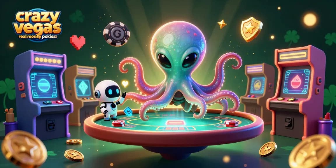 Play with crazy vegas real money pokies in a vibrant casino-themed alien world full of excitement and fun.