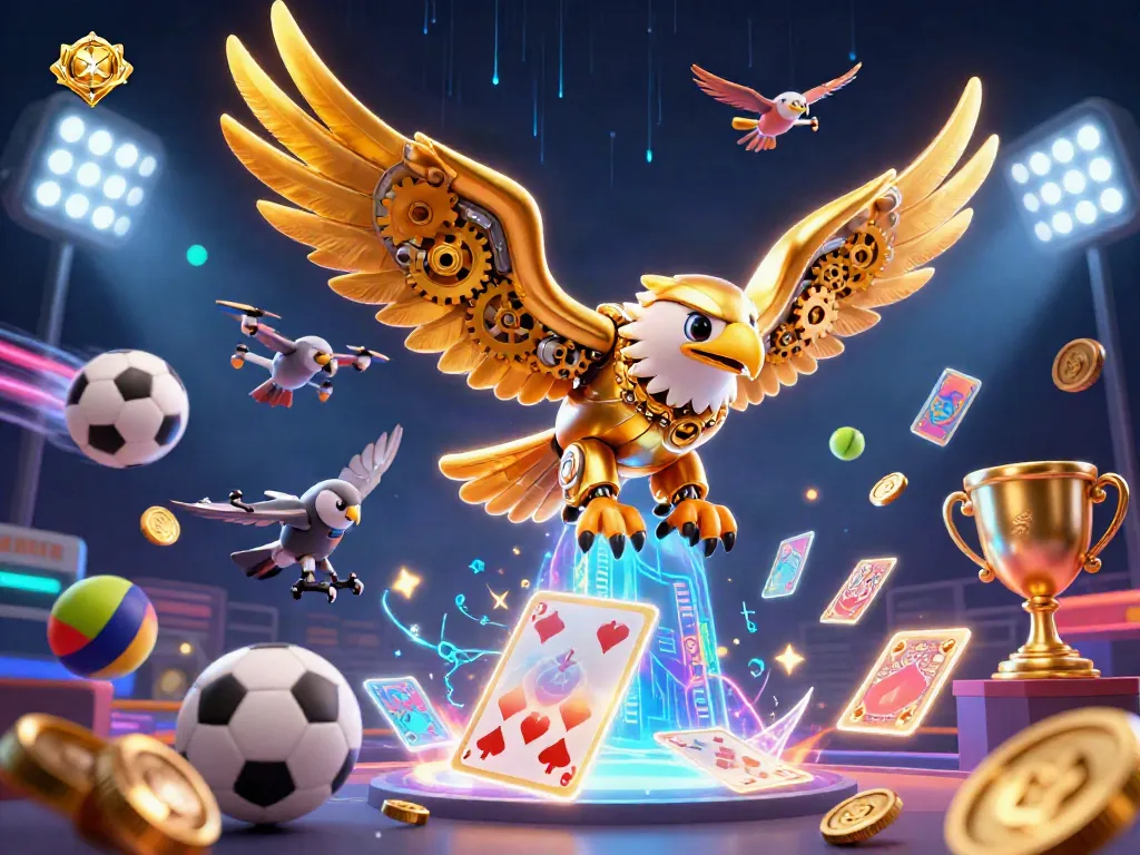 Engage in thrilling gameplay while diving through holographic cards in this vibrant casino digital scene.