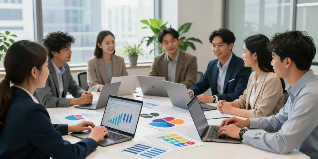 Payday Loans Co Edmonton financial advisors assisting clients in modern office.