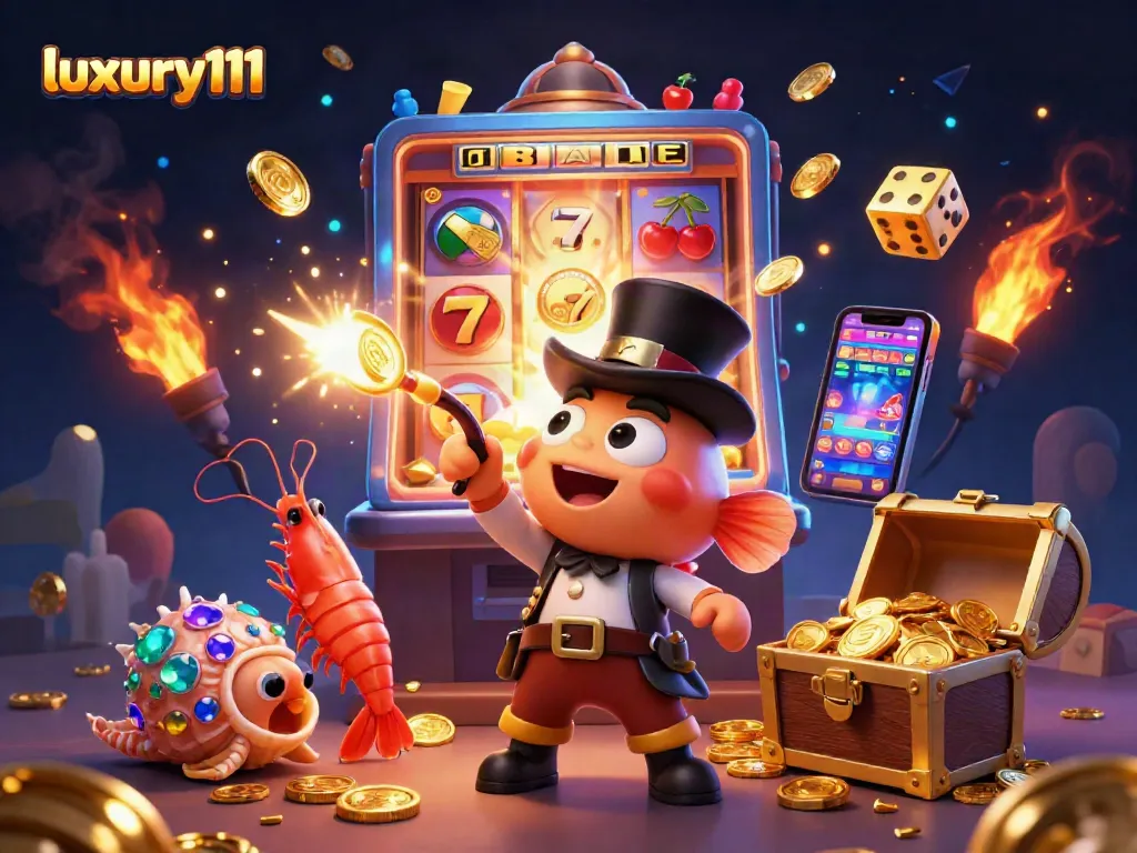 Engage in exciting gameplay at luxury111 with vibrant scenes of thrilling slots and treasure.